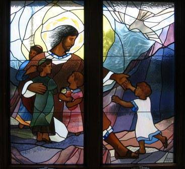Let the Children Come to Me Stain Glass