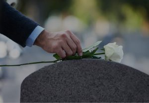 placement of white rose on grave